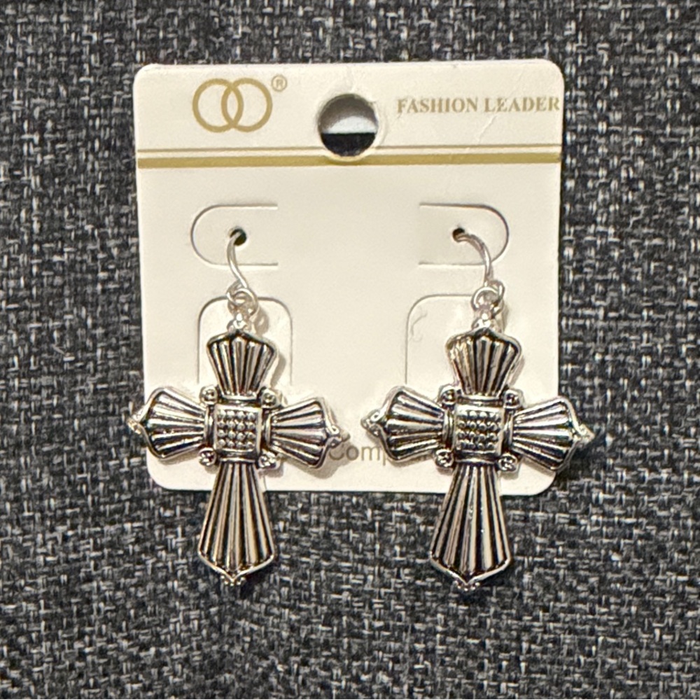 Silver Cross Earrings - Picture 2 of 2